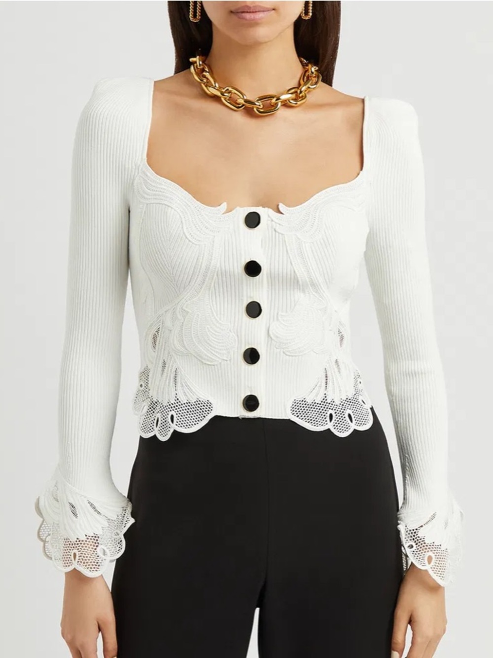 Self-Portrait Lace Detail Top, Size Small